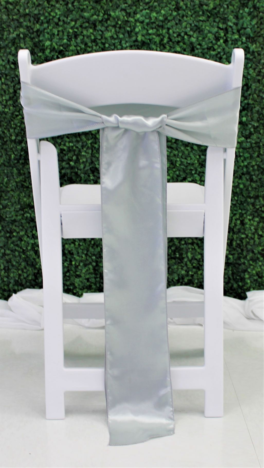 Silver Satin Chair Sash