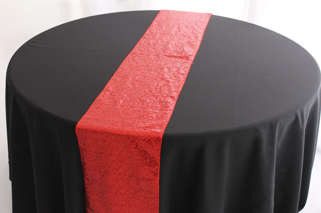 Apple Red Sequin Table Runner