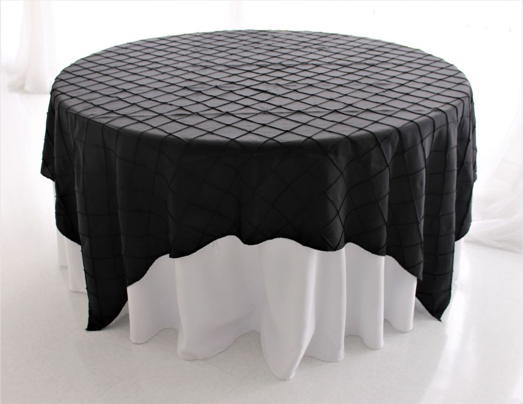 Black Pintuck 85" Square Overlay