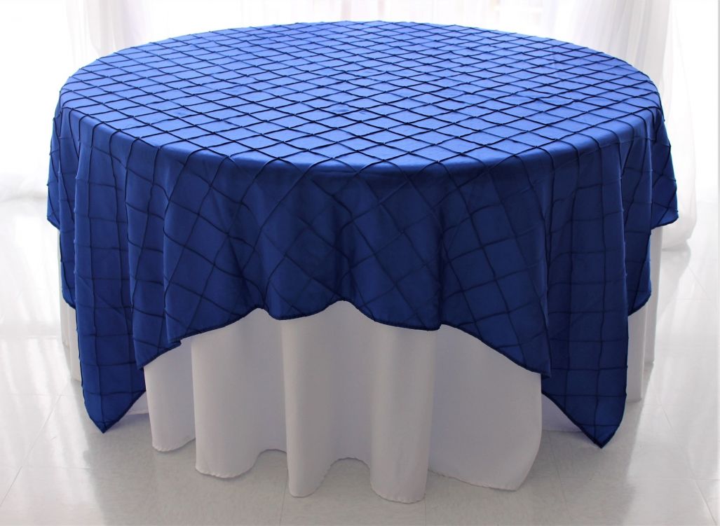 Royal Blue Pintuck 85" Square Overlay