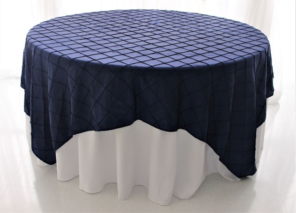 Navy Blue Pintuck 85 Sq Overlay