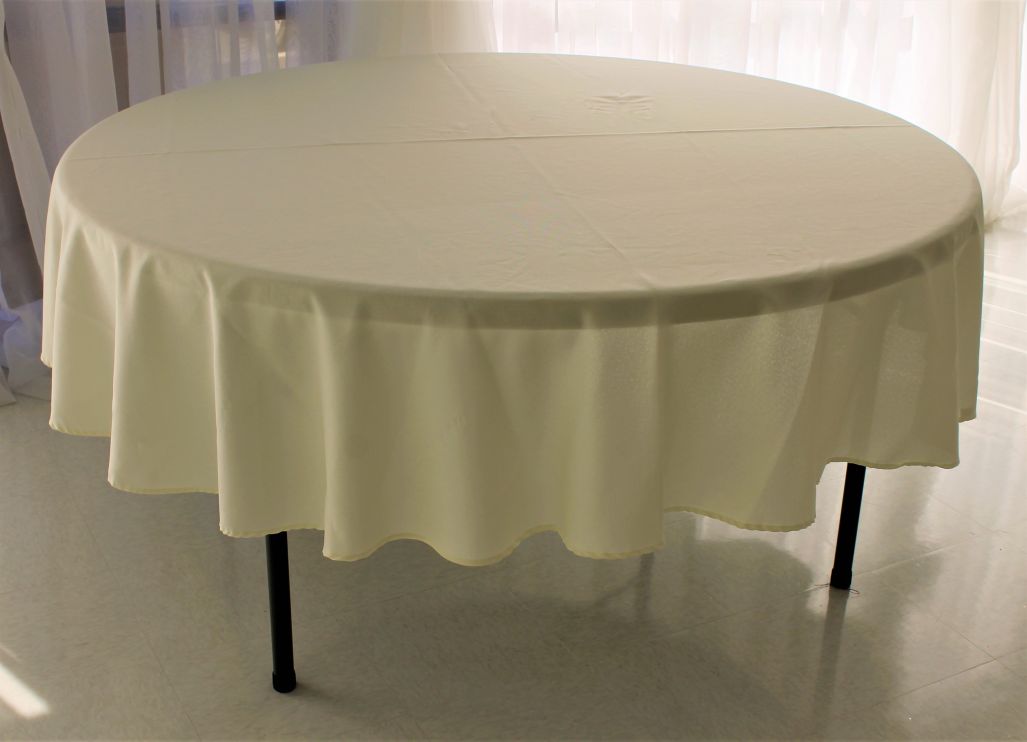 Ivory Poly 90" Round Tablecloth