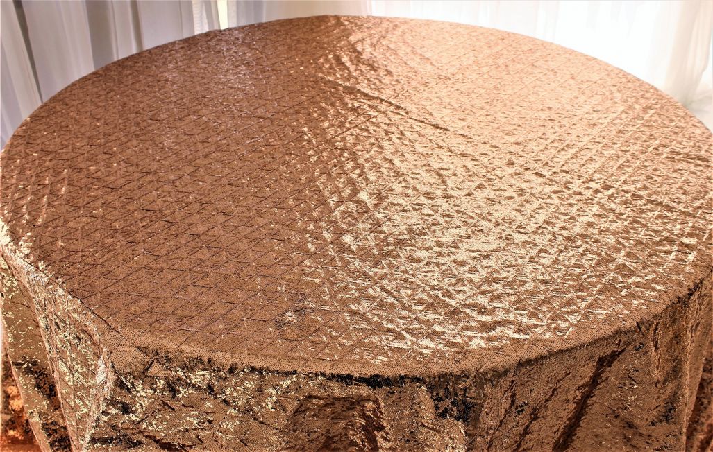 Rose Gold Sequin 132" Round Tablecloth