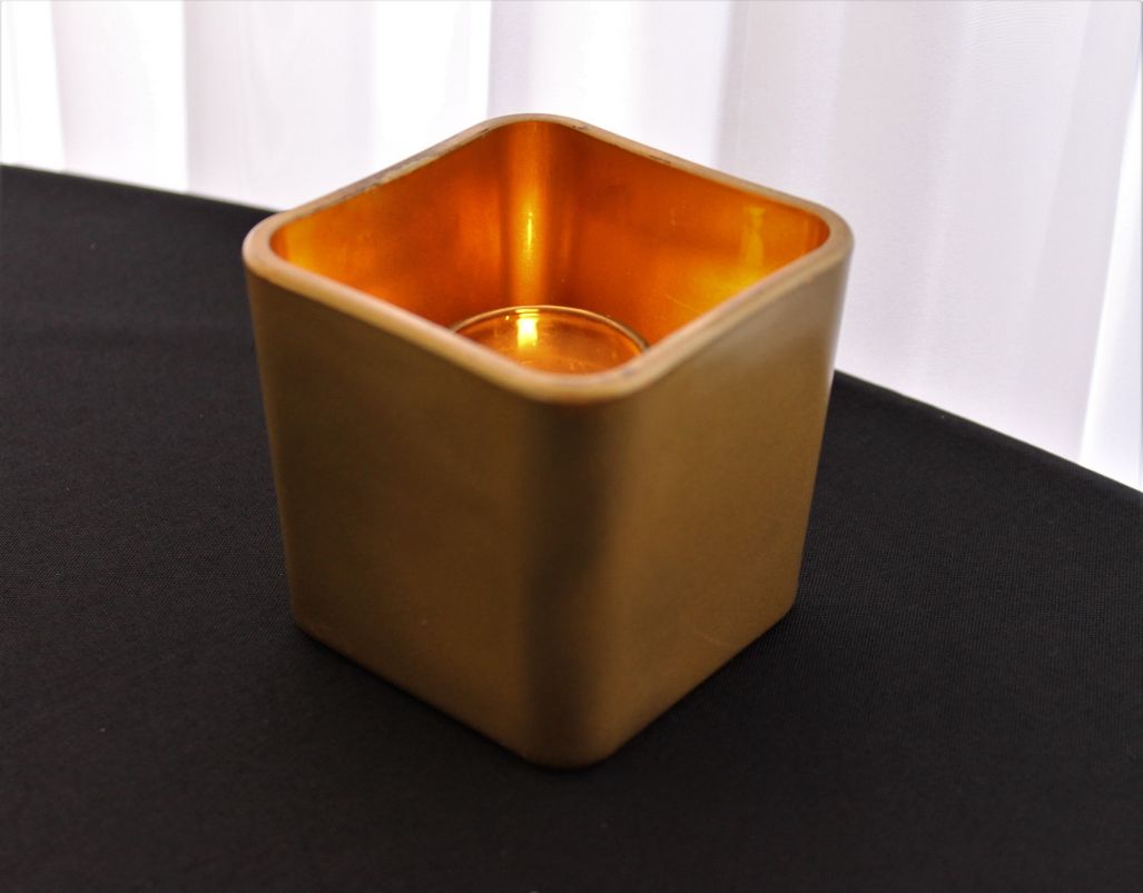 Votive Holder Gold Square