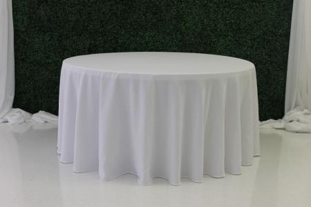 White Poly 120" Round Tablecloth