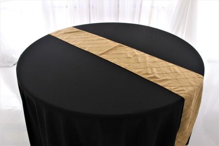 Champagne Pintuck Table Runner squared off