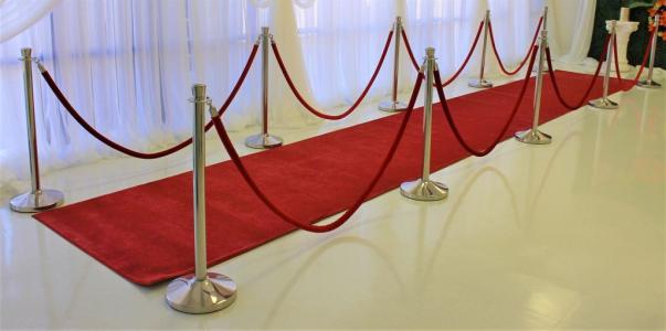 Stanchions with Red Rope 10 Poles 8 Ropes