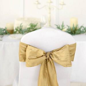 ZPC Accordion Crinkle Taffeta Chair Sash - Gold