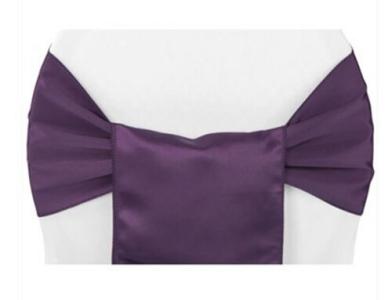 ZPC Lamour Satin Chair Sash - Eggplant/Plum