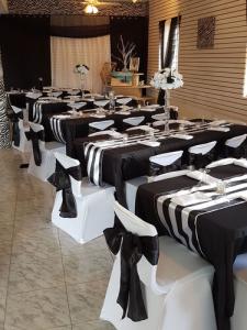 ZPC Satin Table Runner - Black & White Stripe