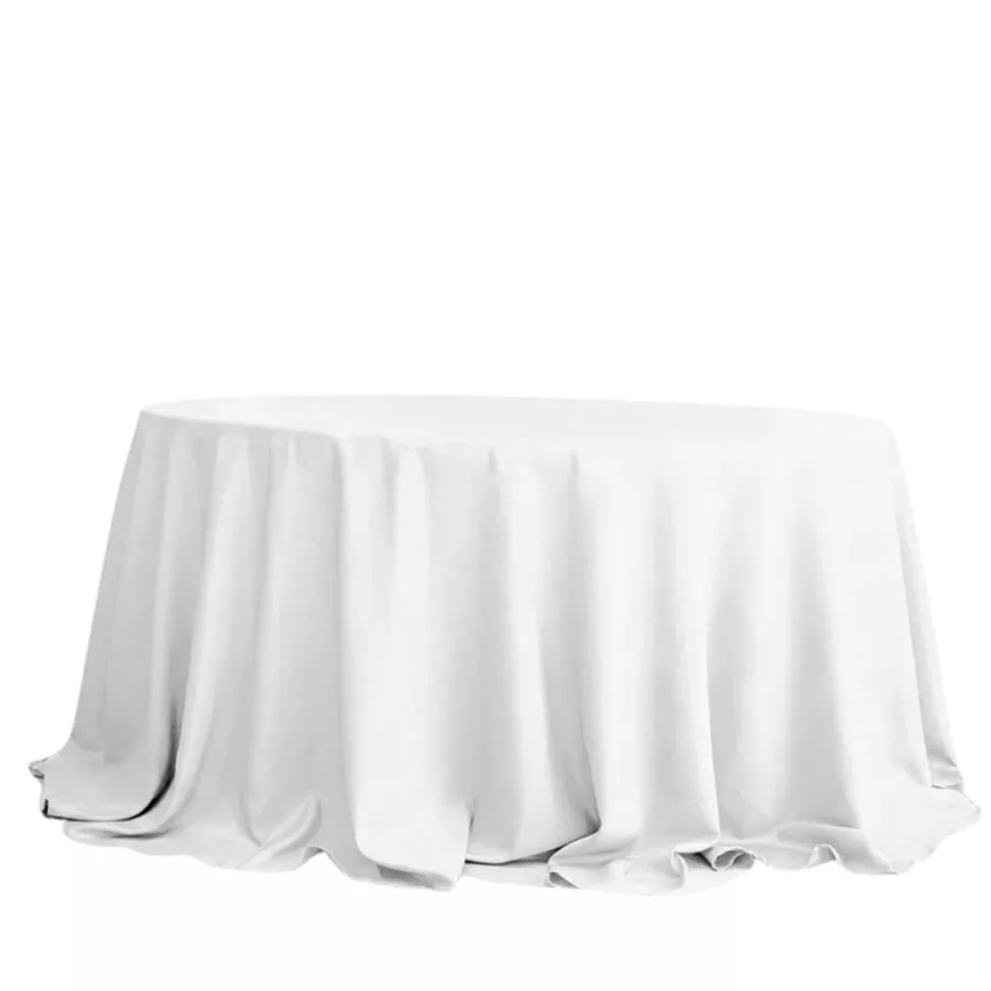 132 Inch Round White Tablecloth