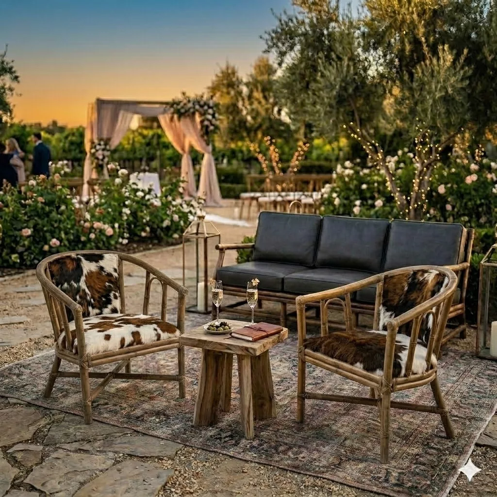 The Carmel — McGuire Cowhide Bamboo Chairs