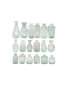 Clear Bud Vases w/ Faux Florals (Set of 4)