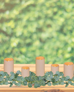 Greenery Garland + Pillar Candles (Set of 5)