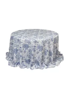 132" Round French Toile Poly Tablecloths (72" Round Table)