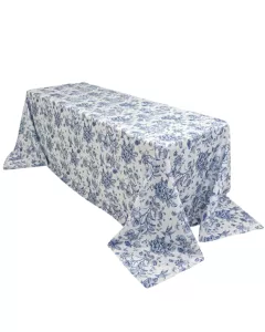 90"x132" Rectangle French Toile Poly Tablecloth
