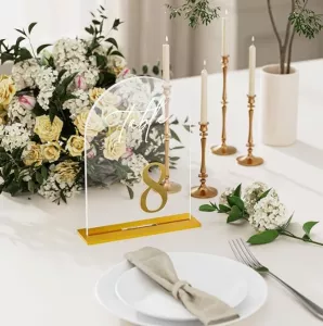 Acrylic Table Numbers – White Lettering with Gold Numbers