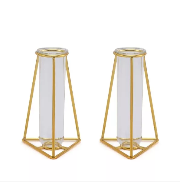 Gold Test Tube Bud Vases (Set of 2)