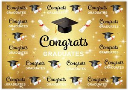 7'wx5'h Congrats Graduates- black and gold