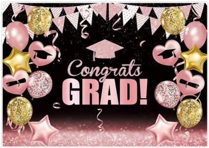 7'wx5'h Congrats Grad- pink/rose gold