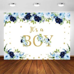 It's A Boy backdrop  7ftx5ft- baby blue