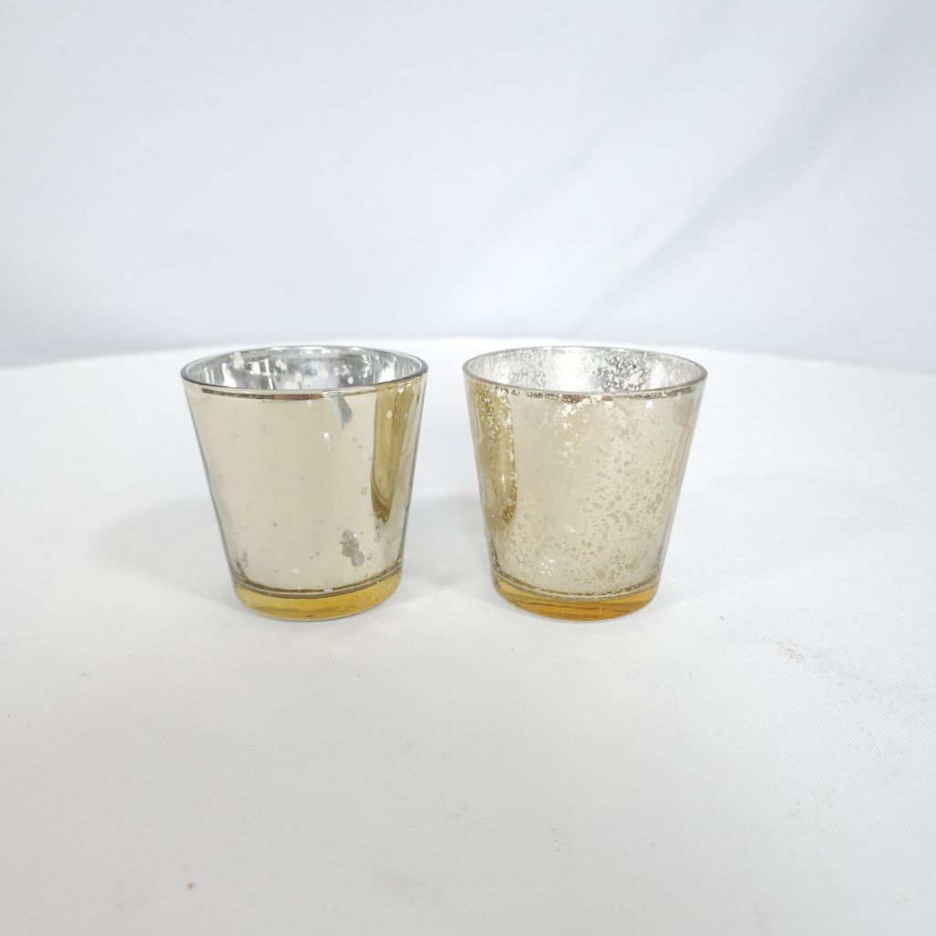 3" Gold Mercury Glass Votive w/ led candle