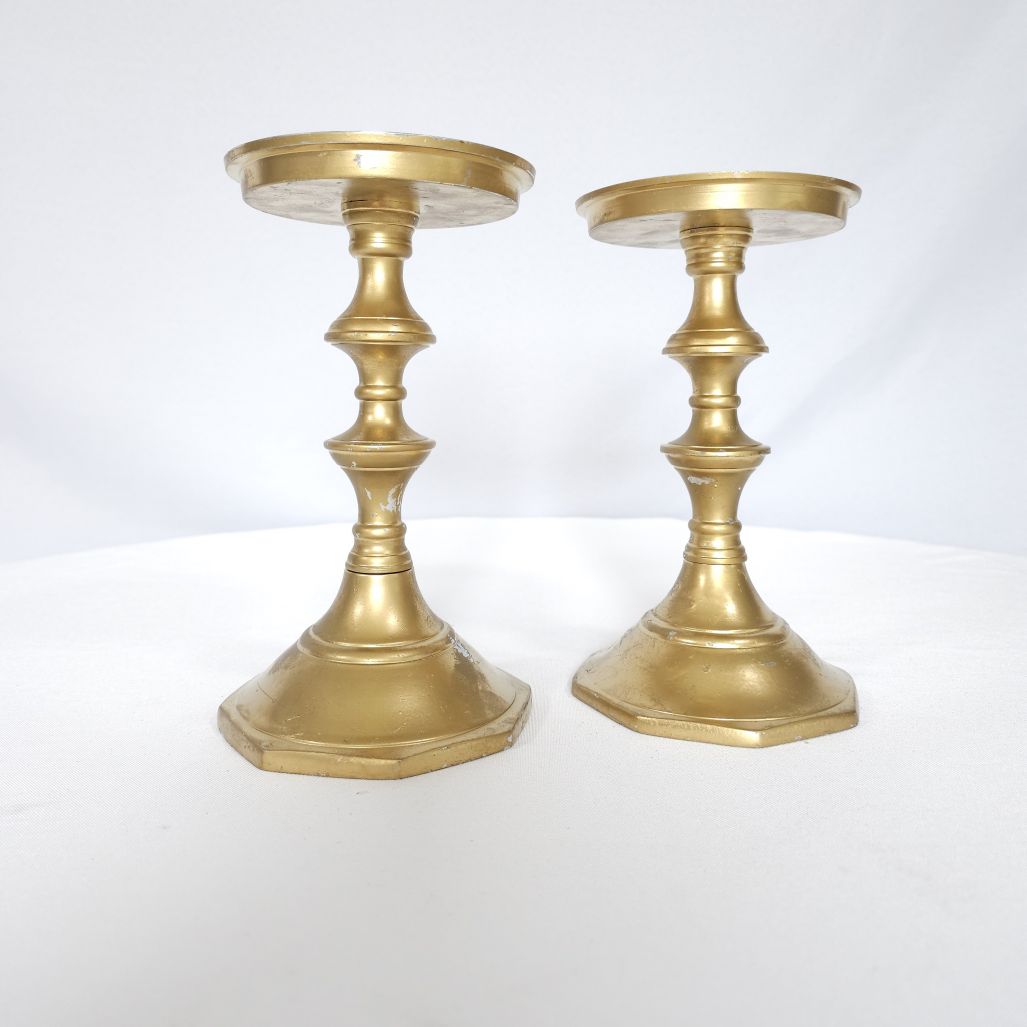 Set of 2, 8" Gold Candle Pedestal 						