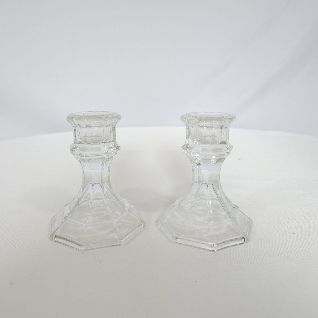 4" Glass Candle Stick Holder						
