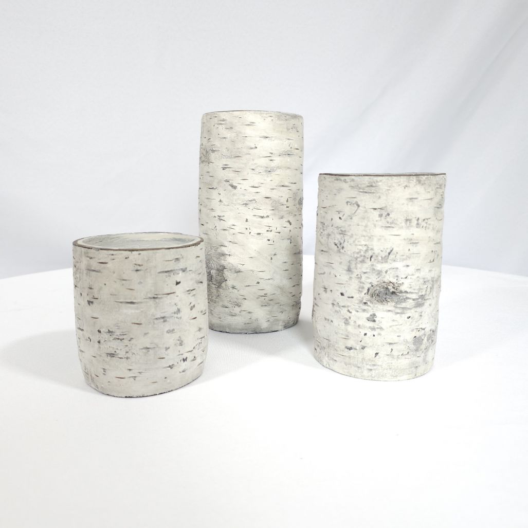 Set of 3, 8", 6", 4" Birch Candle Pedestal 						