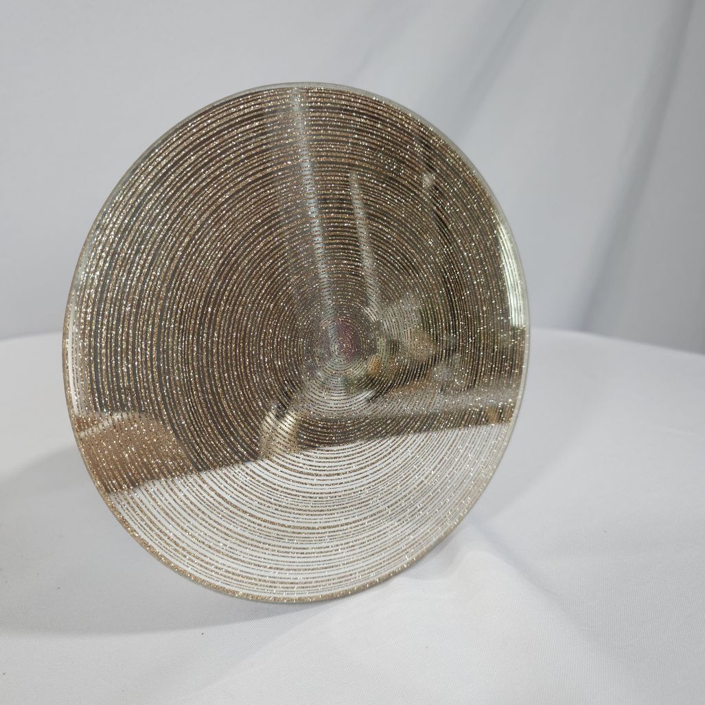 Round Gold Glitter Plate						