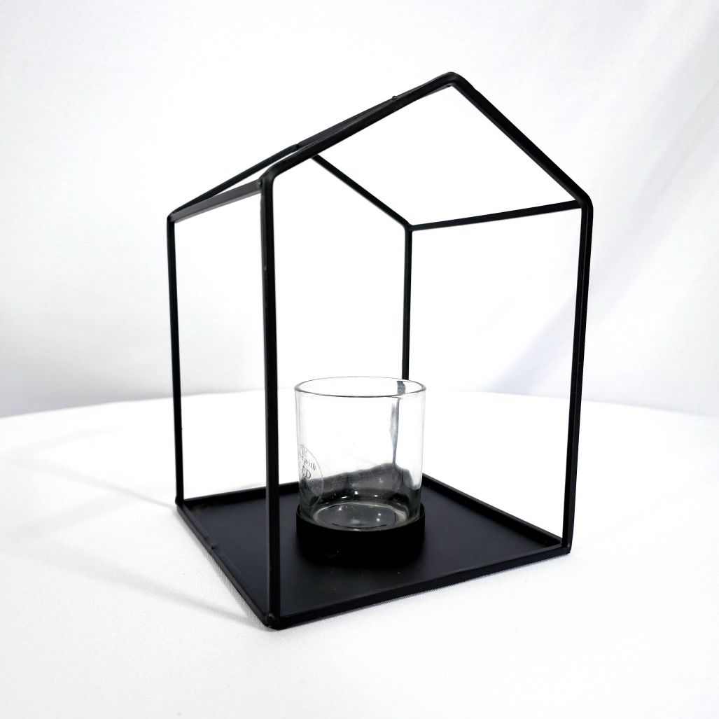 8" Black House Frame Candle Holder
