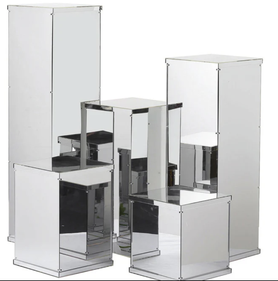 Silver Mirror Acrylic Display Boxes (Set of 5) 12,116,24,32,40"