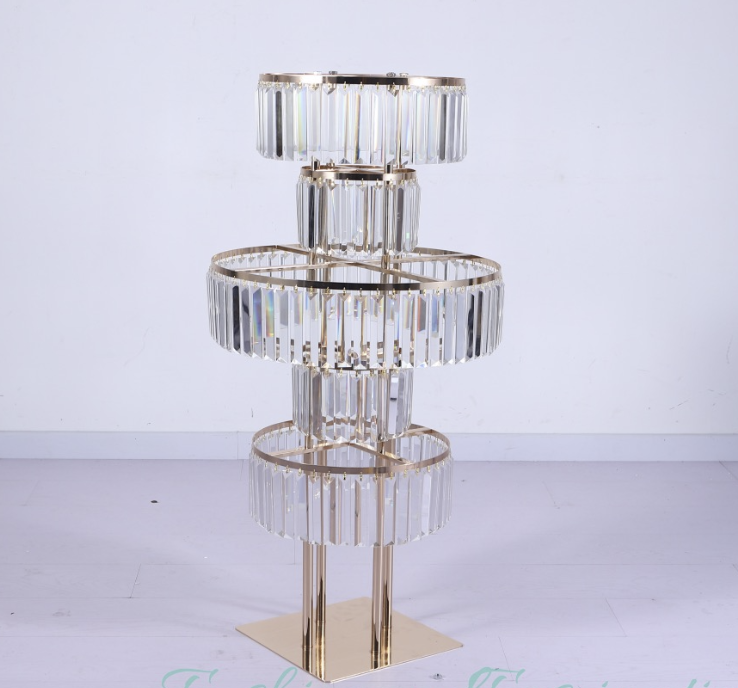 40″ Tall 5-Tier Crystal Glass Pendant Stand,Centerpiece Stand GOLD
