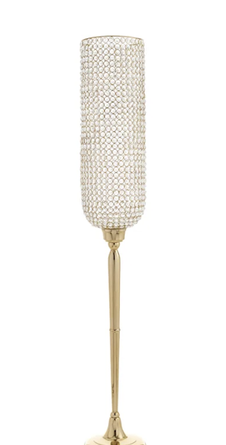Oversized Crystal & Gold Candle Holder, 53"