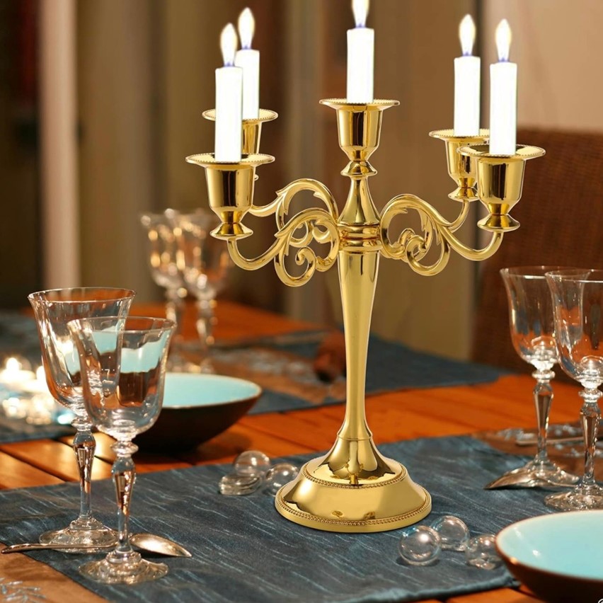 5 Arm Small Gold Candelabra