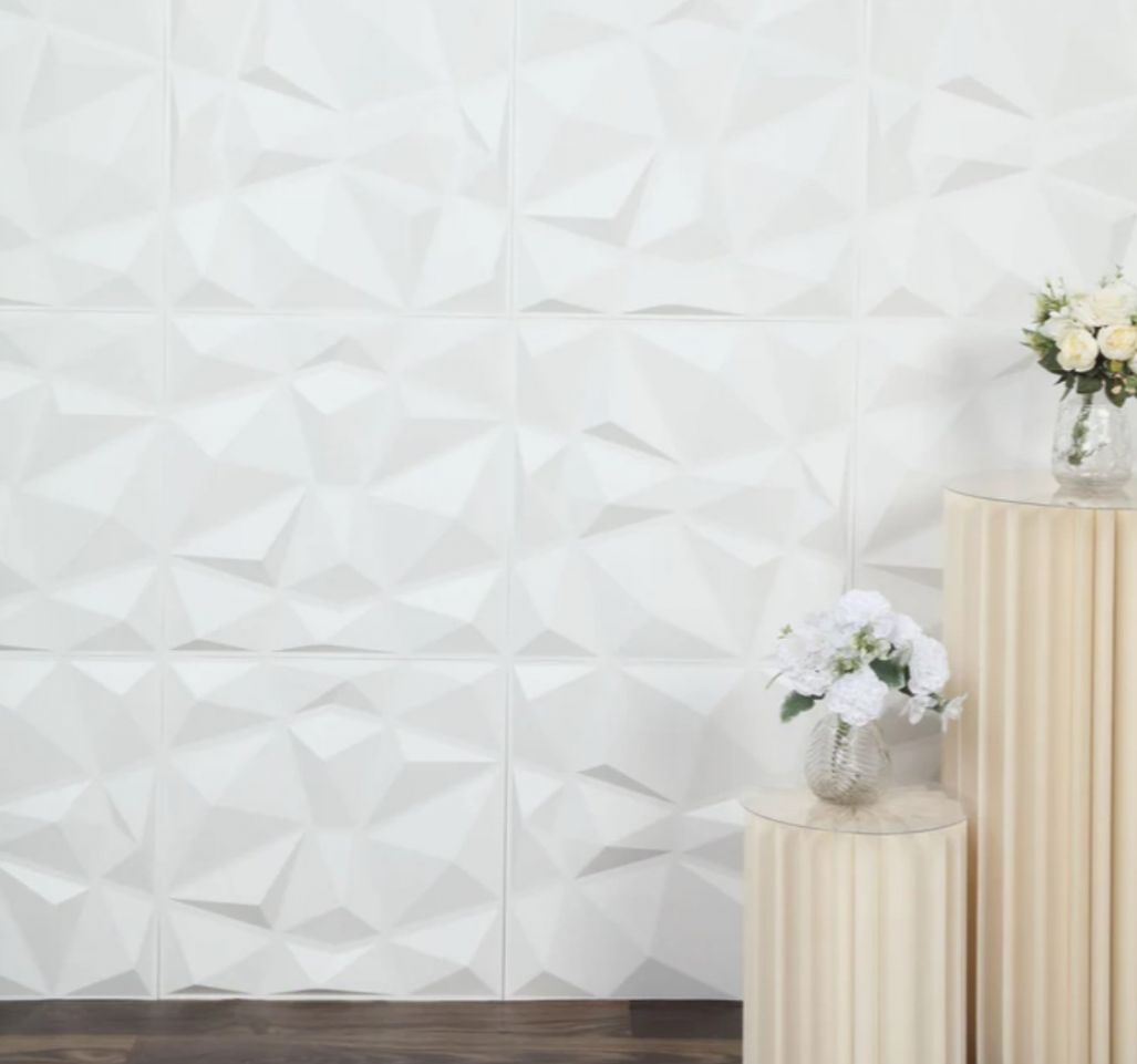 8FT White Geometric Wall