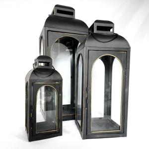 Black w/gold trim Lantern Set of 3