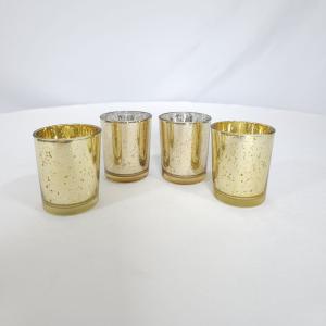2.5" Gold Mercury Glass Votive w/ led candle