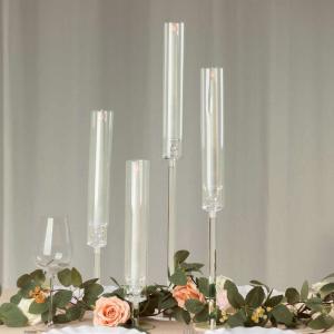 Set of 4 Clear Acrylic Hurricane Candle Stands