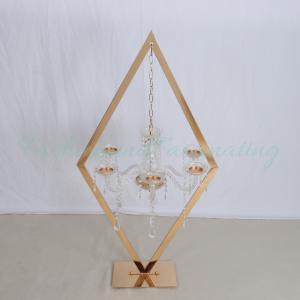 45.6" Diamond Rhombus Metal Candle Holders Gold