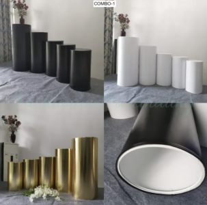 5pcs of Metal Cylinder Stands,White Pedestal