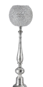 Oversized Silver Crystal Globe Candle Holder, 37" SILVER