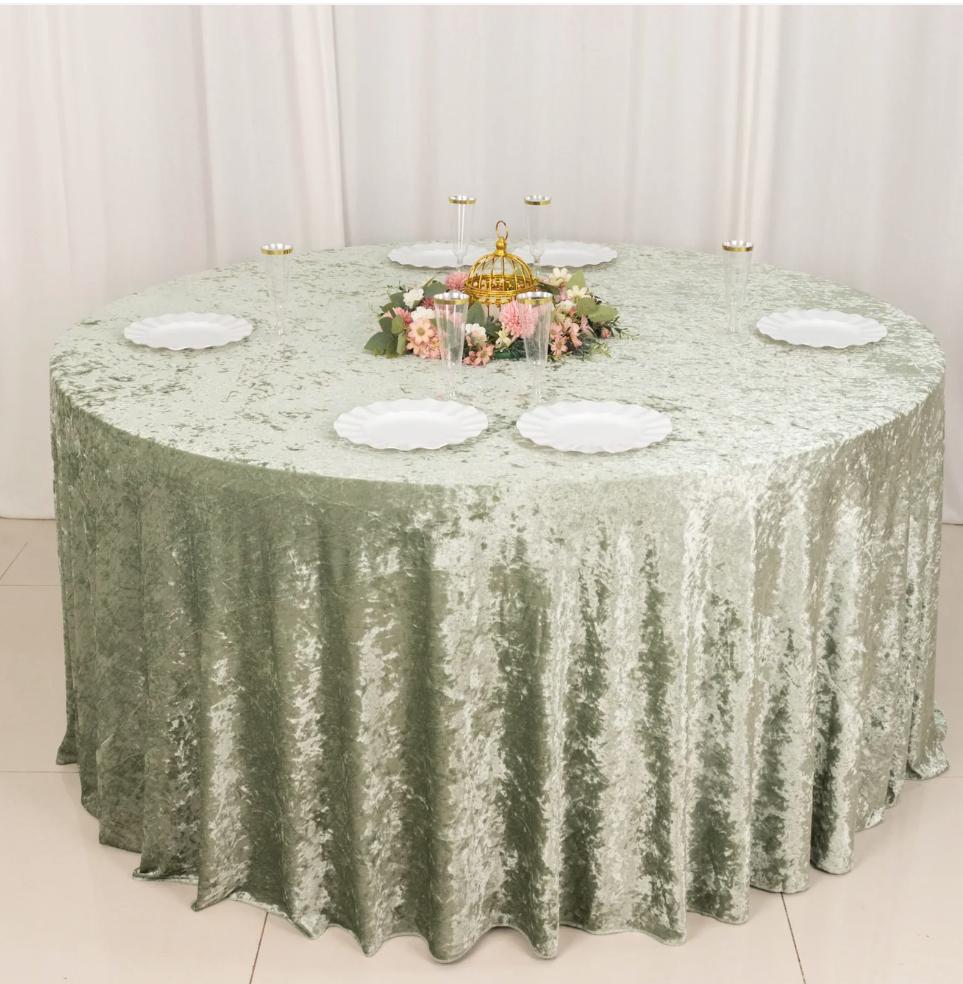 120" Crushed Velvet Round Tablecloth