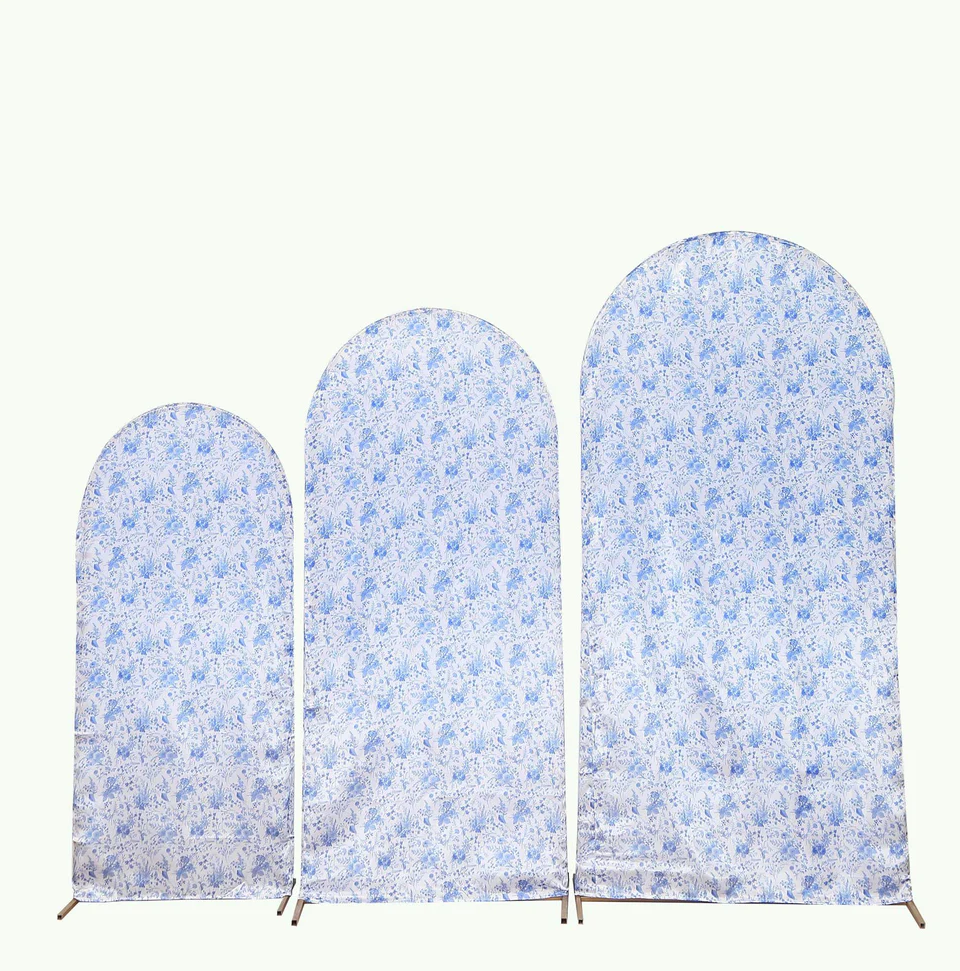 Set of 3 White Blue Satin Chiara Wedding Arch Covers