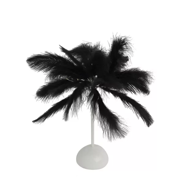 15" LED Black Ostrich Feather Table Lamp
