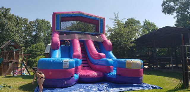 18 Ft Pink and Blue Two Lane Water Slide