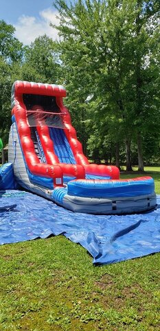 24 Ft Red and Blue Single Lane Water Slide