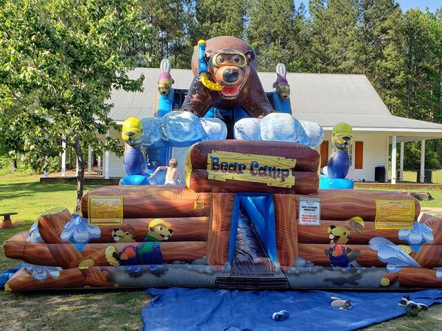 Bear Camp Dual Lane Water Slide with Two Pools