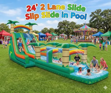 24' 2 Lane Slide Slip Slide in Pool