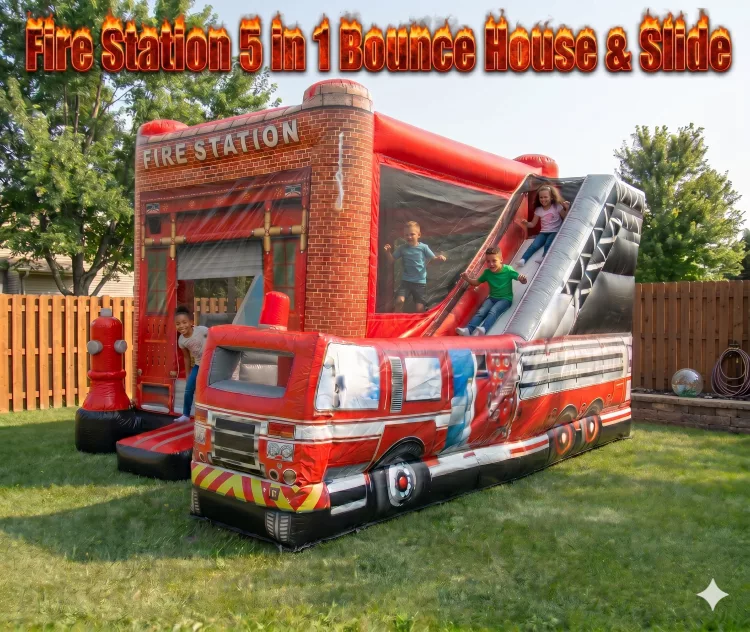 Fire Station 5 in 1 Bounce House/Slide Combo